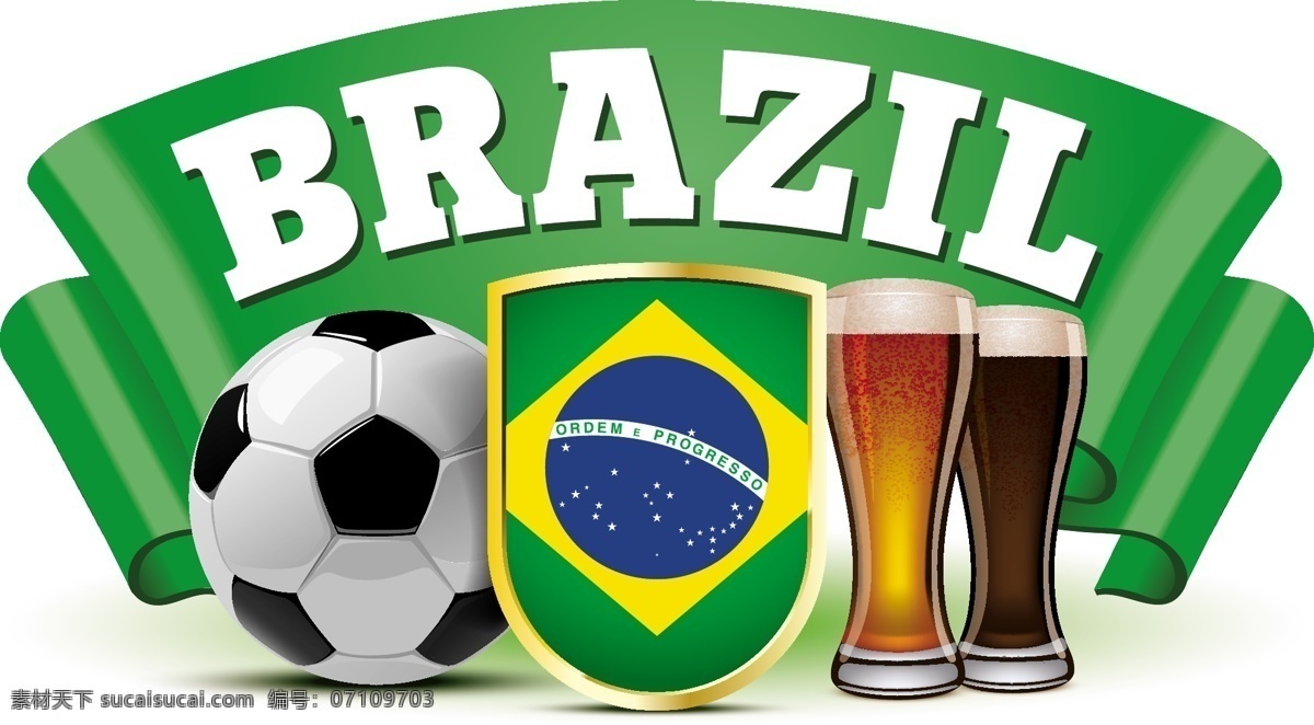 巴西 世界杯 足球 海报 巴西世界杯 体育运动 足球主题 生活百科 矢量素材 白色