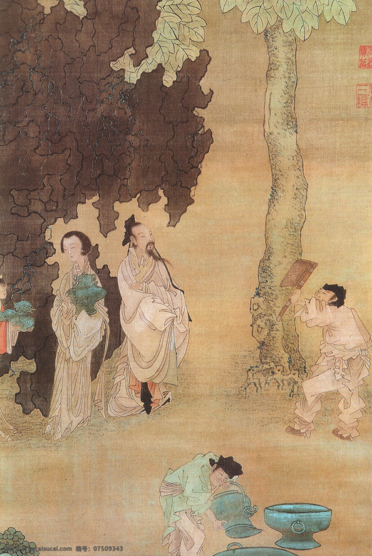 云林洗桐图 元代 崔子忠 山水 风景 古画 国画 名画 中国名画 传世 云林 洗 桐 图 文化艺术 绘画书法 设计图库