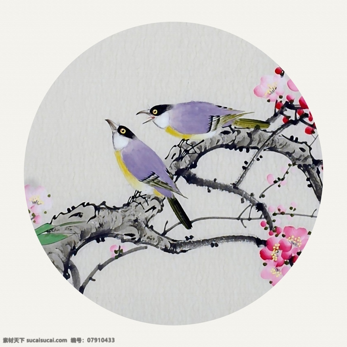 新 中式 花鸟 国画 三联 装饰画 共享 环境设计 室内设计