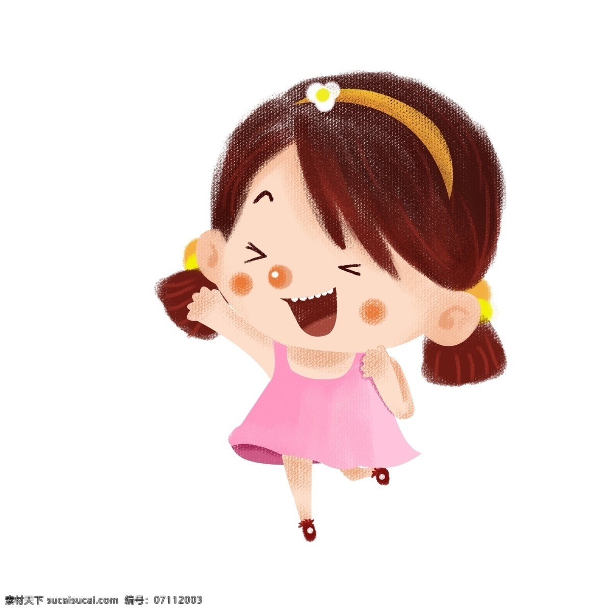 卡通 开心 可爱 小孩 商用 元素 女孩 插画 人物 大笑 儿童