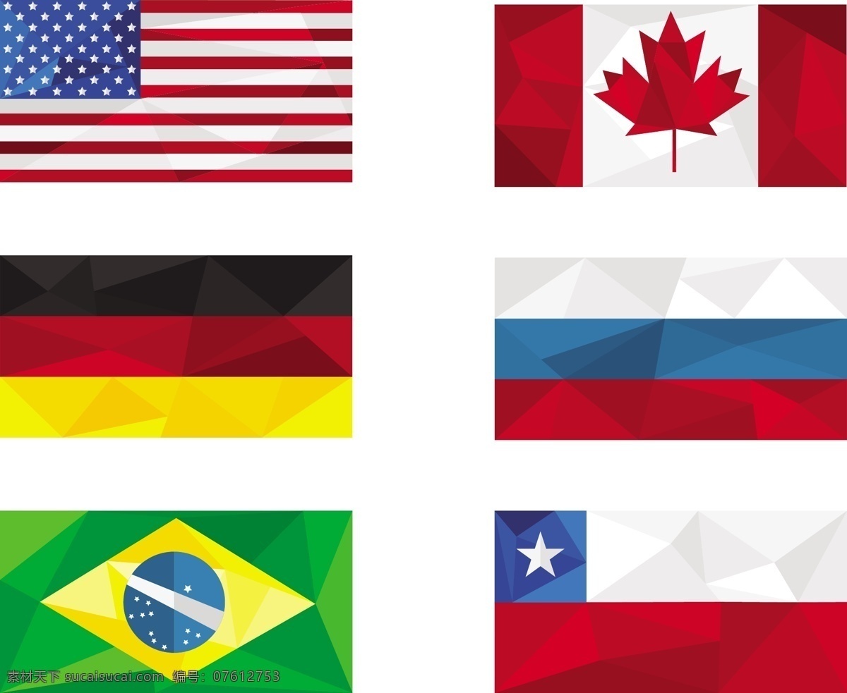 多边形 国家 旗帜 世界 国旗 巴西 加拿大 爱国 智利 美国 低聚 德国 低 联合 民族 斯洛文尼亚 爱国主义 白色
