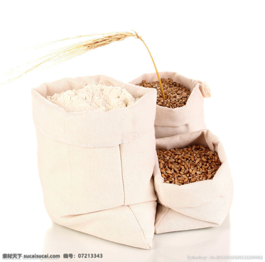 五谷杂粮 面粉 小麦 一袋面 一袋麦仁 麦粒 麦穗 图片专辑 餐饮美食 食物原料
