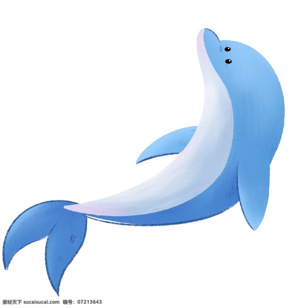 蓝色 清新 可爱 小海 豚 插画 元素 简约 卡通 小海豚 小动物 海洋 大海