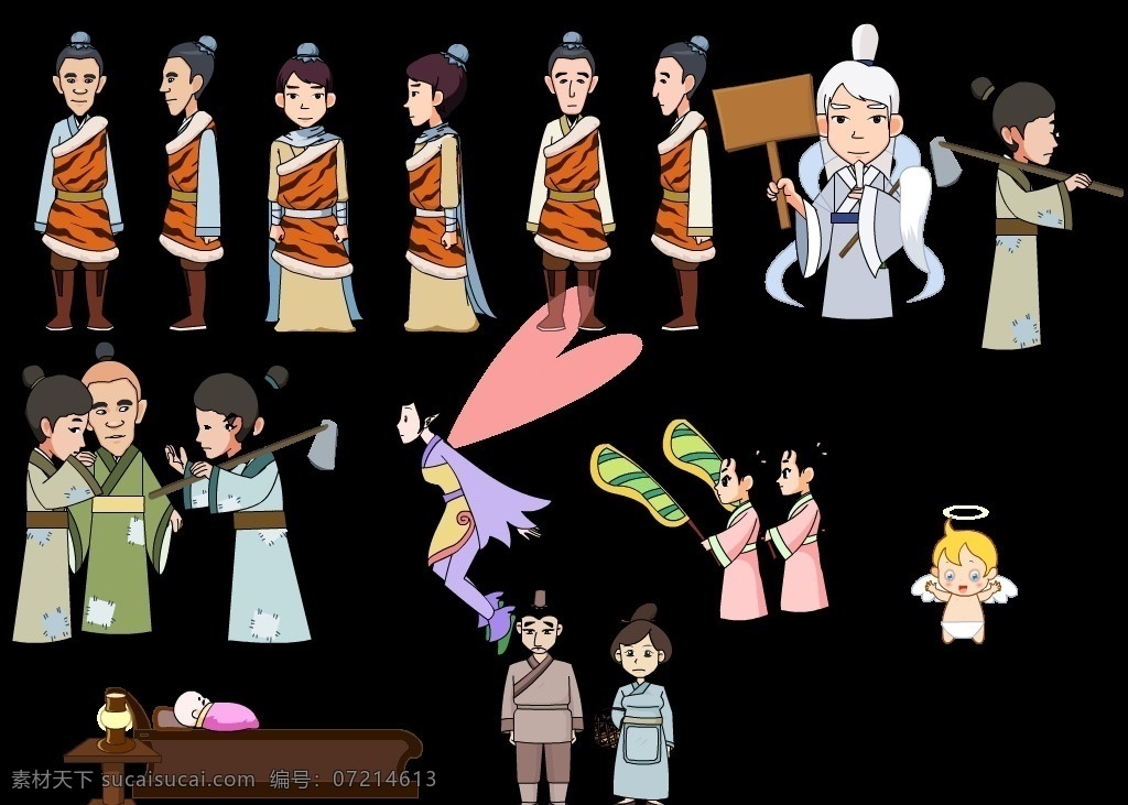 古代 卡通 人物 flash 动画 古代角色 卡通人物 古代人物 游戏人物 女侠 天使 道士 共享素材 多媒体 动画素材 fla