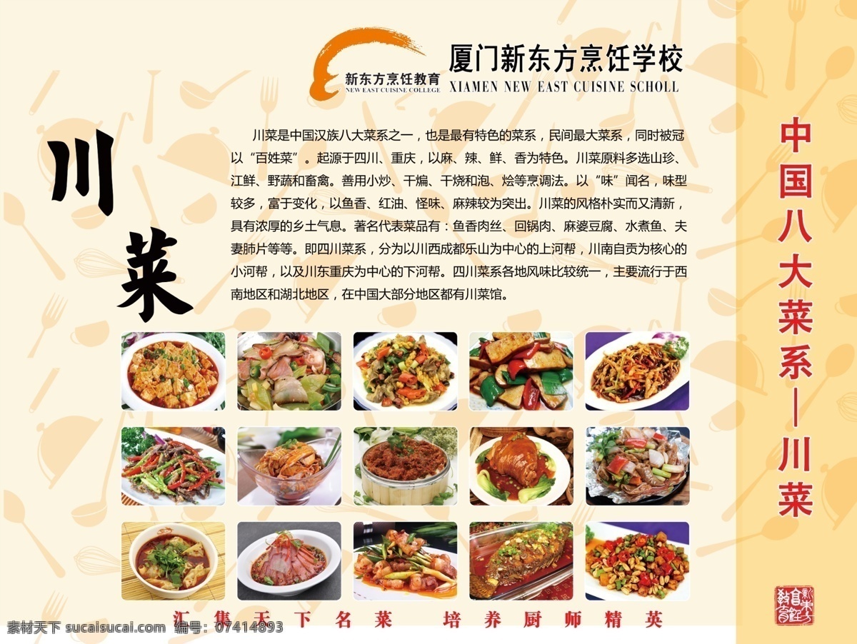 中国 八大菜系 川菜 菜系 烹饪 宣传板 走廊 过道 文化艺术 传统文化