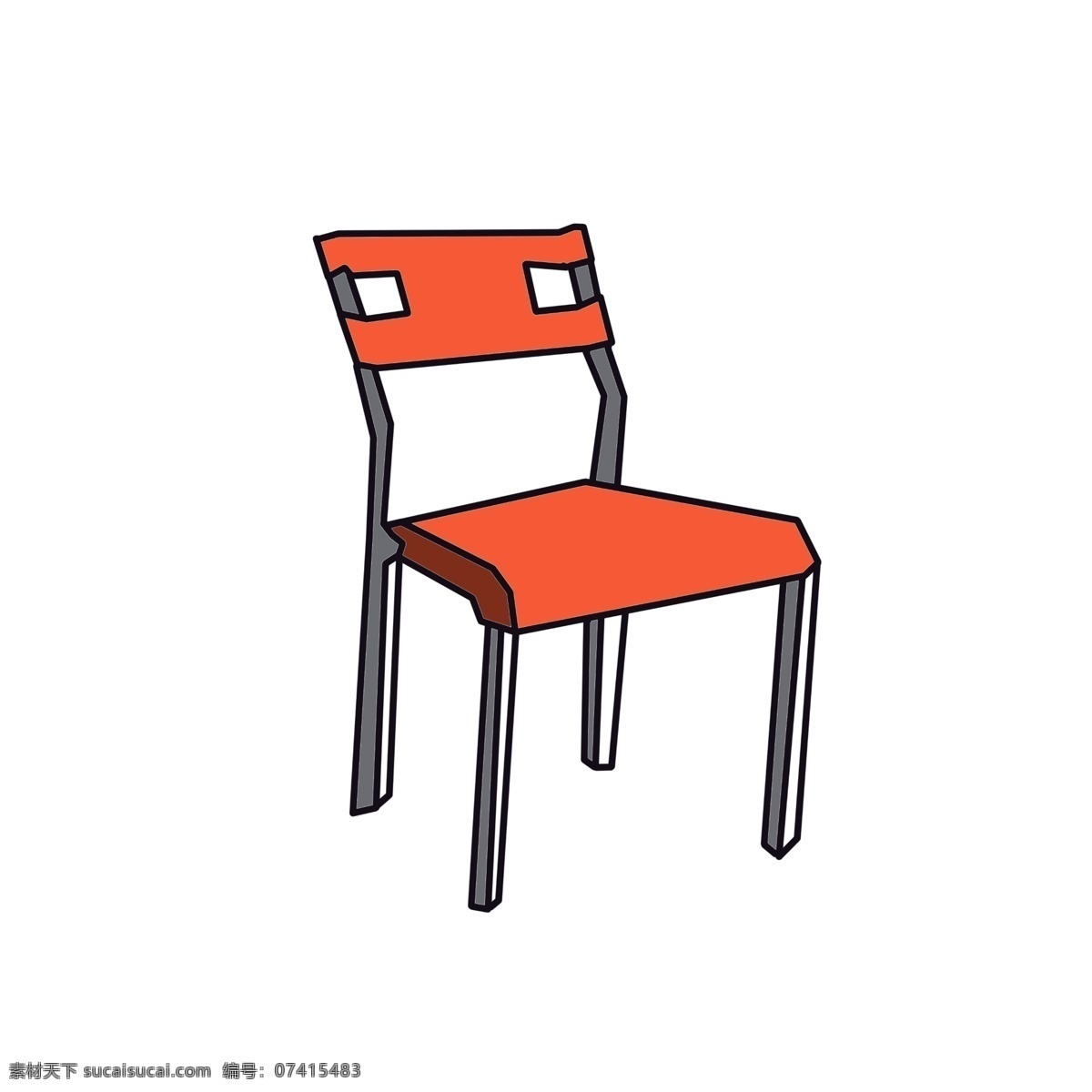 橘 色 靠背椅 插画 时尚座椅板凳 橘色的椅子 白 灰色 四 脚凳 家具家私 创意座椅插画 高档座椅靠背