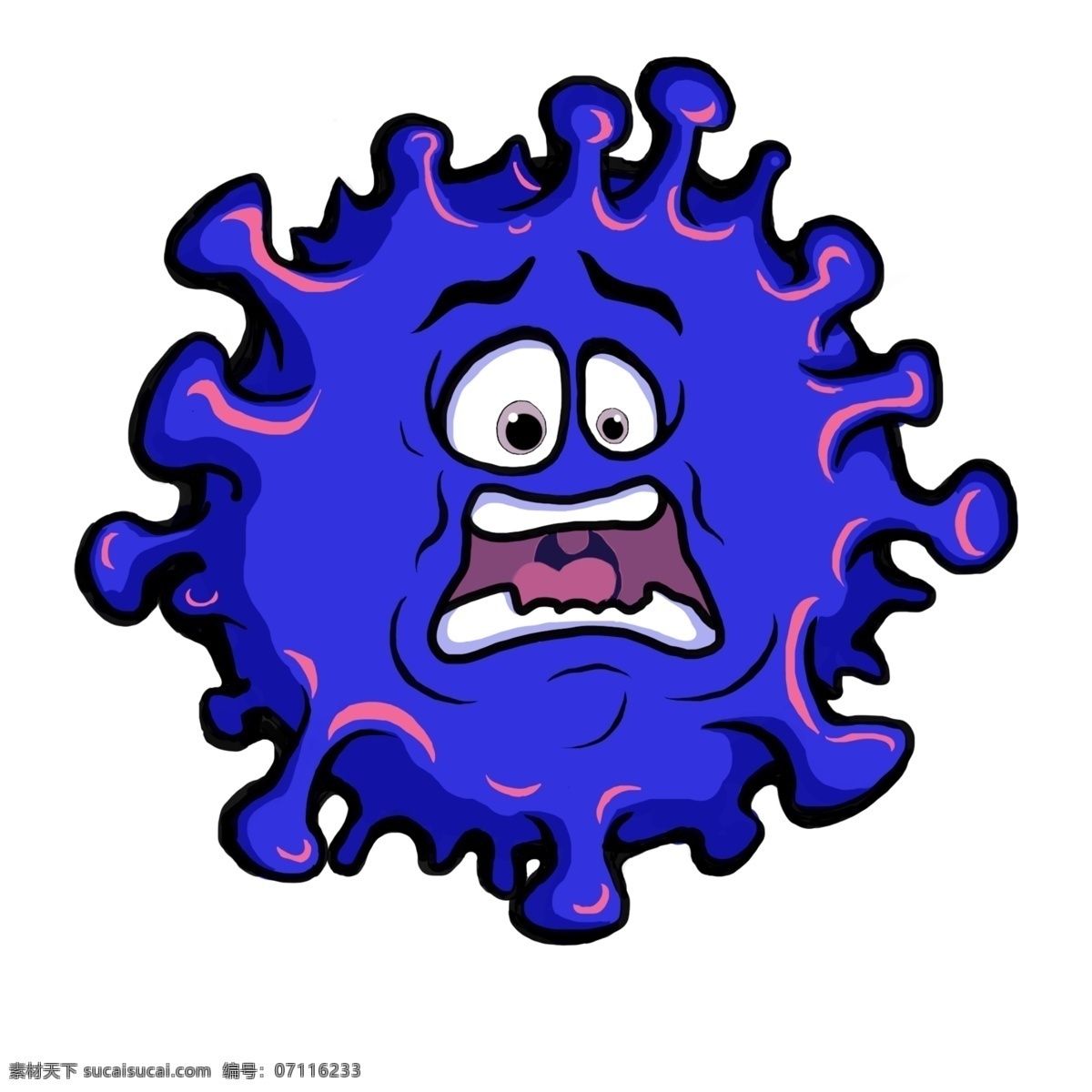 蓝色 手绘 卡通 病毒 冠状病毒 分层