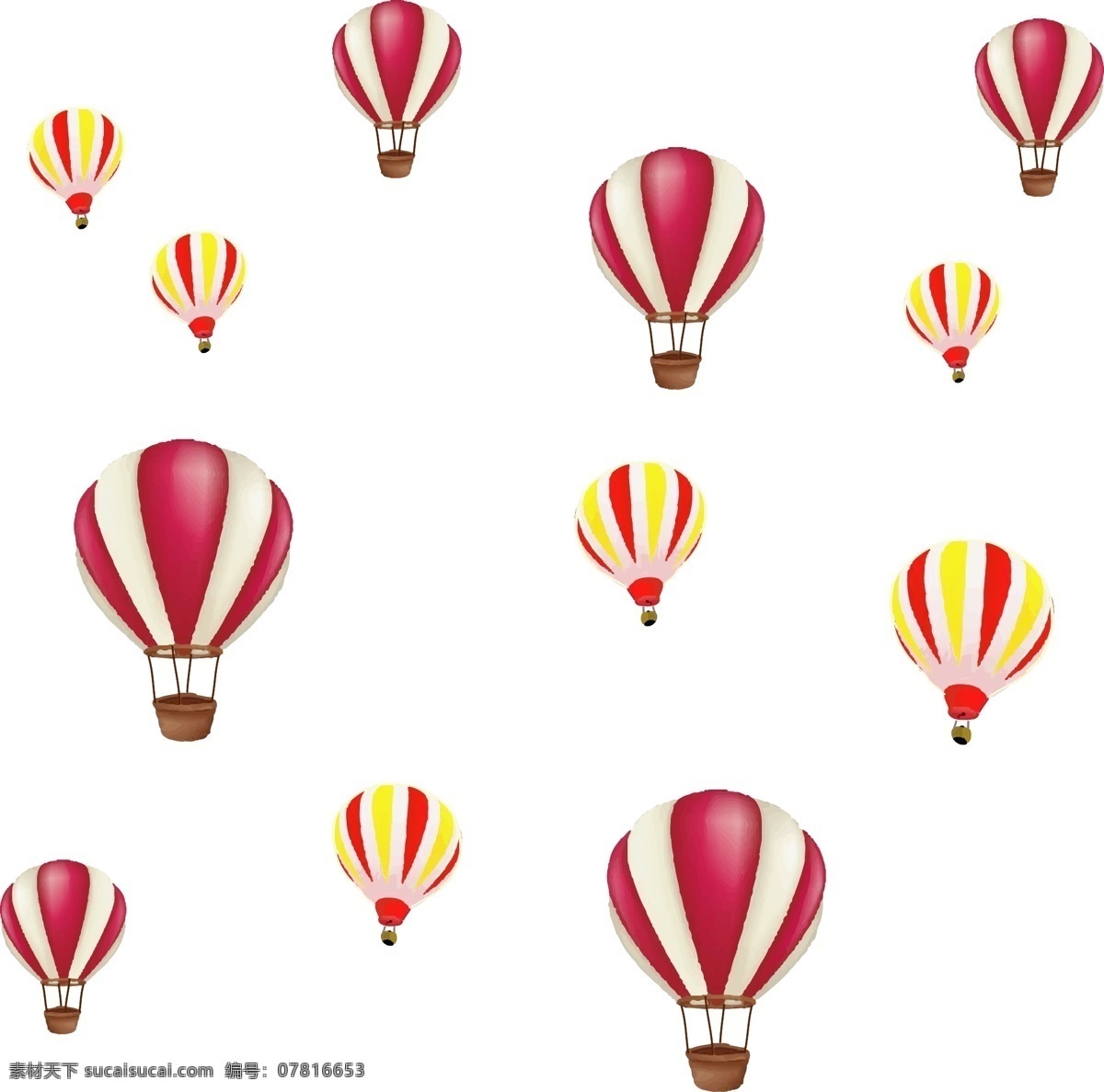 漂浮 气球 商用 矢量 元素 热气球 矢量热气球 漂浮物 红白气球 ai热气球 旅行热气球 观光热气球 降落的气球