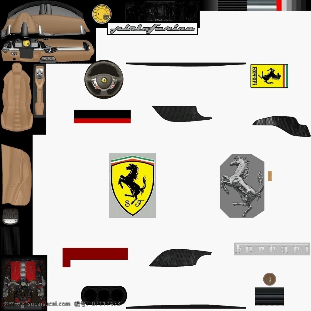 法拉利 跑车 模型 红色跑车 3d模型 3d渲染 模型素材