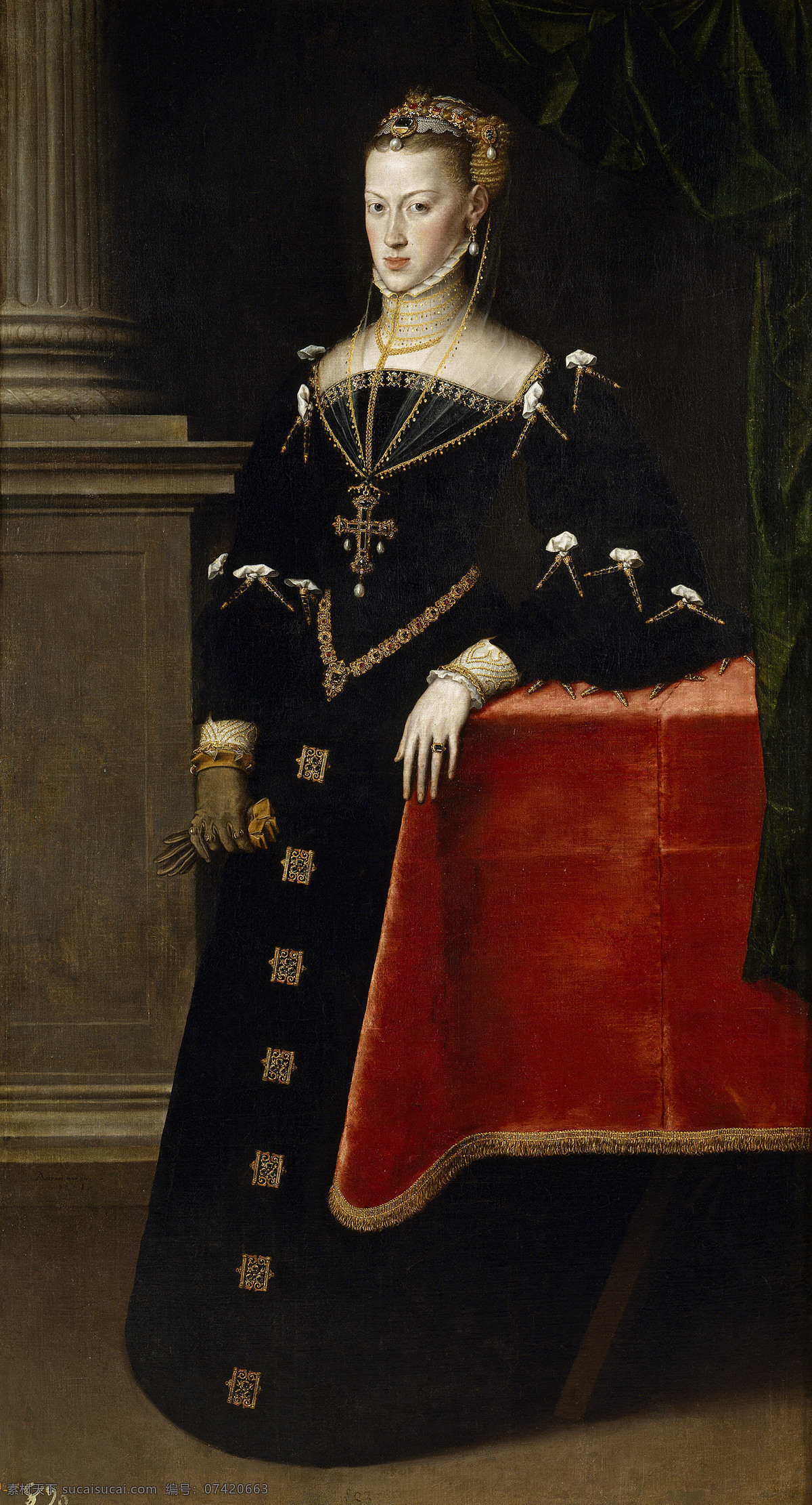绘画书法 文化艺术 油画 圣 罗马帝国 皇后 玛丽 娅 巴伐利亚公主 费迪南 二世 妻 三世 西班牙 王后 玛格丽特 母 巴洛克 时代 装饰素材