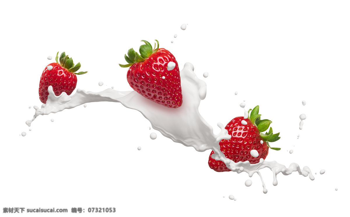 飞溅 牛奶 草莓 水果 新鲜 美味 生物世界