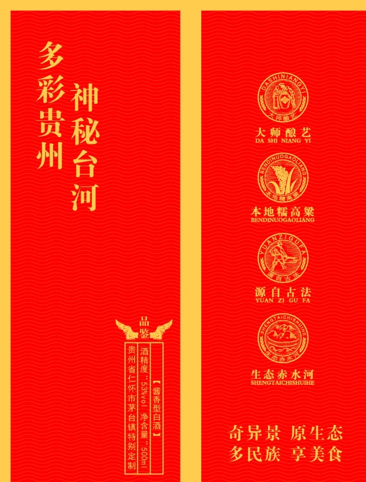 多彩 贵州 神秘 台 河 红色卡盒图片 多彩贵州 神秘台河 红色卡盒 酿酒图 底纹 酒盒 源文件 包装设计