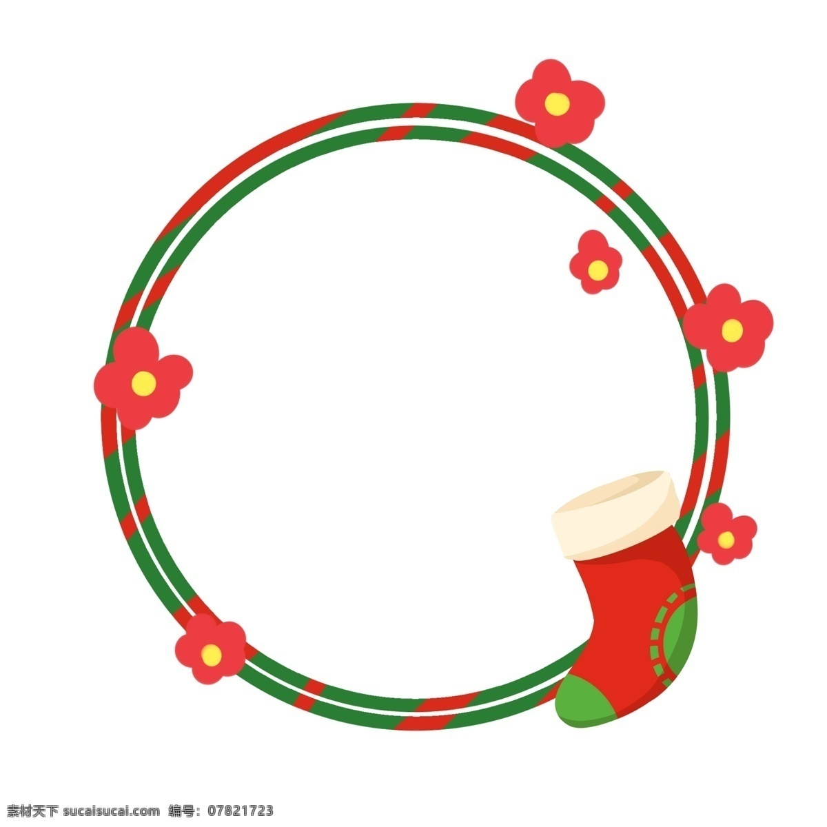 手绘 圣诞节 帽子 边框 红色的圣诞帽 漂亮的圣诞帽 卡通边框 圆形的边框 红色的水果