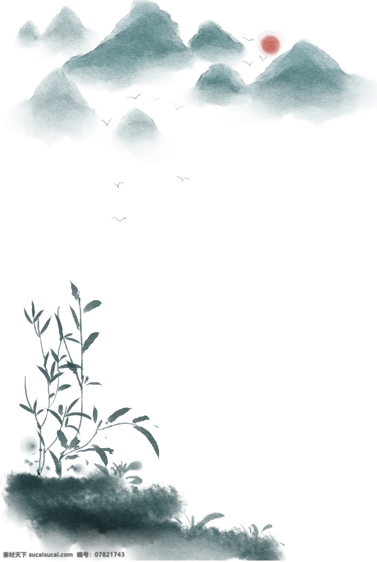 水墨 竹子 边框 插画 水墨边框 竹子边框 山水边框 太阳边框 边框装饰 边框插画 飞舞的燕子 竹子插画