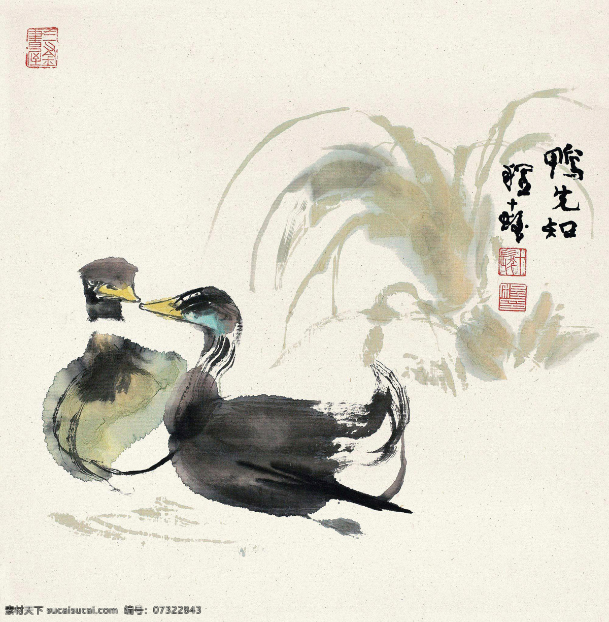 鸭先知 程十发 国画 鸭子 春江 水暖 鸭 先知 写意 水墨画 中国画 绘画书法 文化艺术