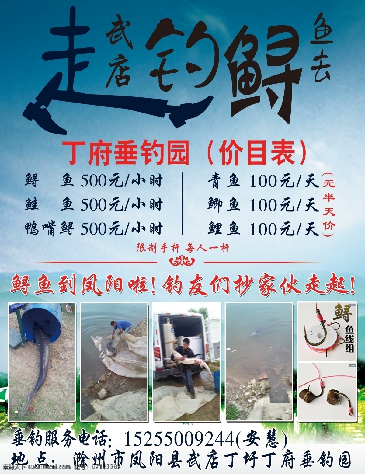钓鱼 钓鲟鱼 鲟鱼 垂钓 钓鱼海报 钓鱼价目表 分层