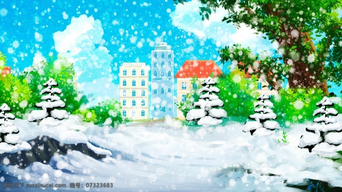 彩绘 冬雪 小雪 背景 背景设计 冬季大雪 雪地 彩绘背景 中国风节气