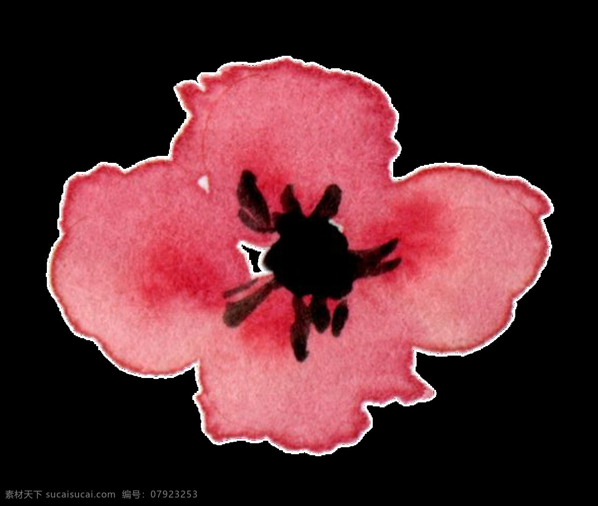 黑墨 花蕊 卡通 水彩 透明 花瓣 粉色 透明素材 免扣素材 装饰图案