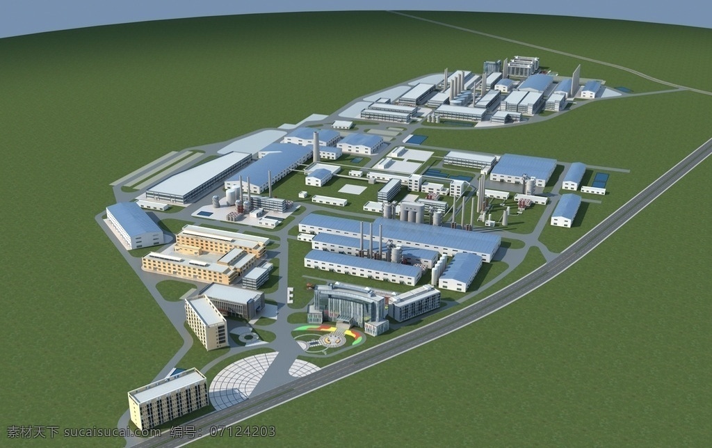 厂区 规划 3d 模型 厂房效果图 建筑效果图 建筑设计 3dmax 室外效果图 cg图 环境设计 max