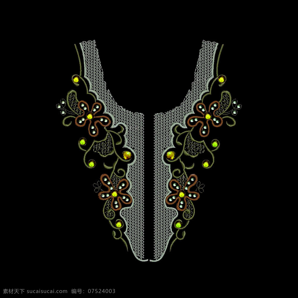绣花免费下载 服装图案 绣花 领边 面料图库 服装设计 图案花型