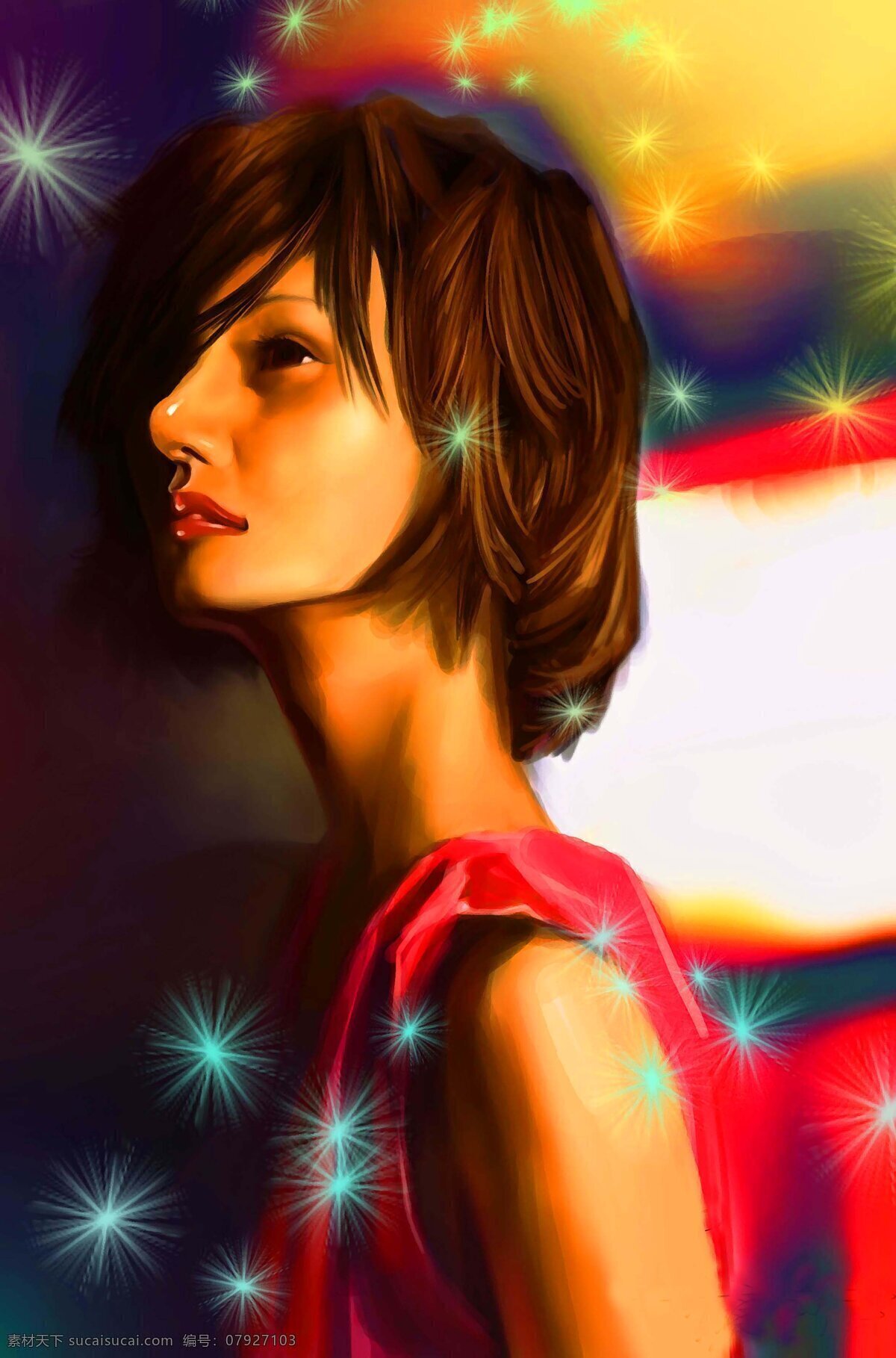 性感美女 插画 油画 油画写生 卡通动漫美女 卡通插画 卡通女孩 人物油画 人物写生 绘画艺术 装饰画 书画文字 文化艺术