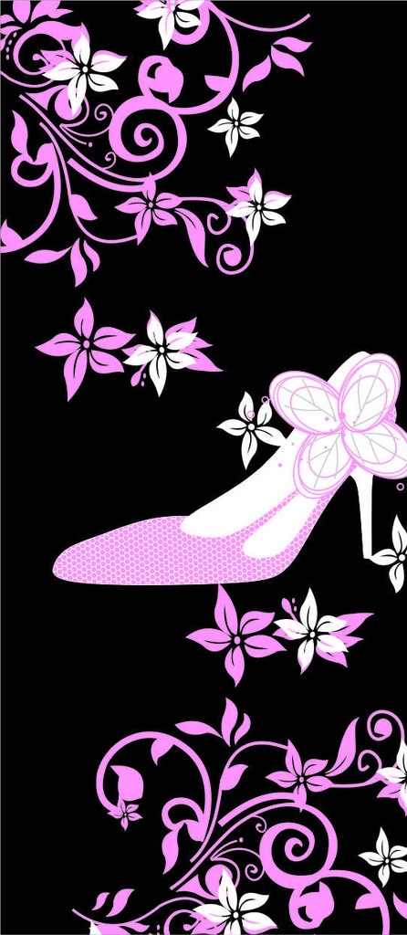 花纹 女鞋 手机壳 图案 手机壳图案 粉红色花朵 粉红色鞋子 高跟鞋 单跟鞋 花纹花朵