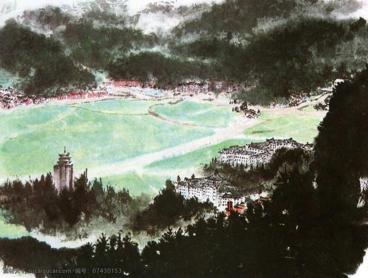 井冈山 莰 坪 国画 山水画 水墨画 中国画 中国山水画 井冈山莰坪 文化艺术