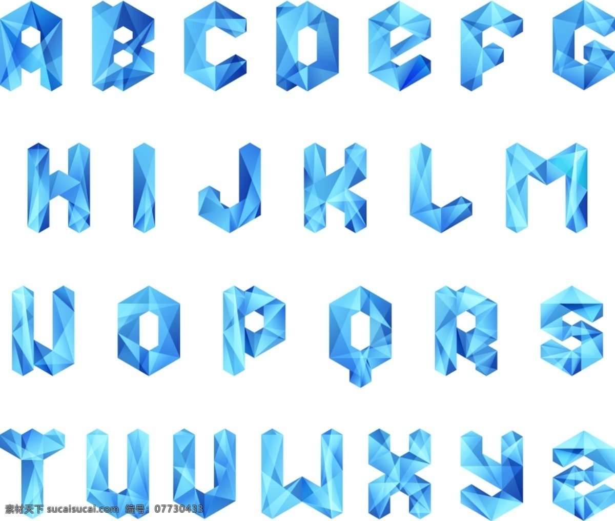蓝色 水晶 字母 矢量图 其他矢量图
