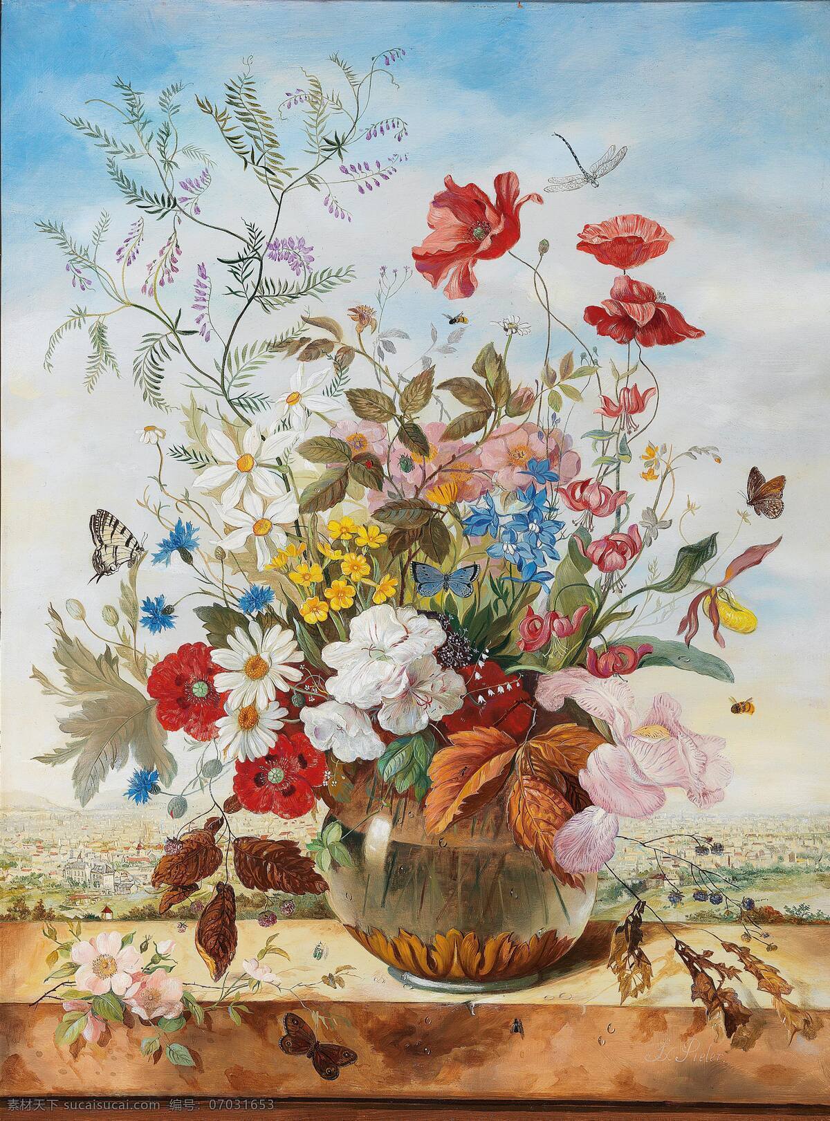 弗朗茨 萨维尔 派 乐 作品 奥地利画家 静物鲜花 瓶花图 永恒之美 混搭鲜花 玻璃花瓶 19世纪油画 油画 文化艺术 绘画书法