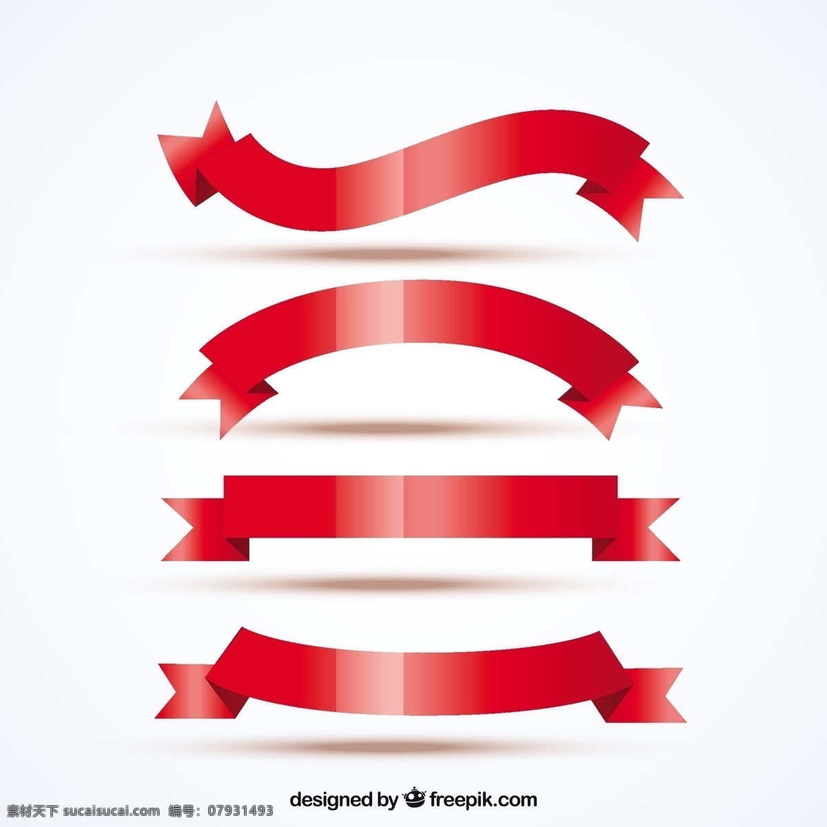 红丝带背景 横幅 复古 丝带 红色 各种品种 矢量 eps文件