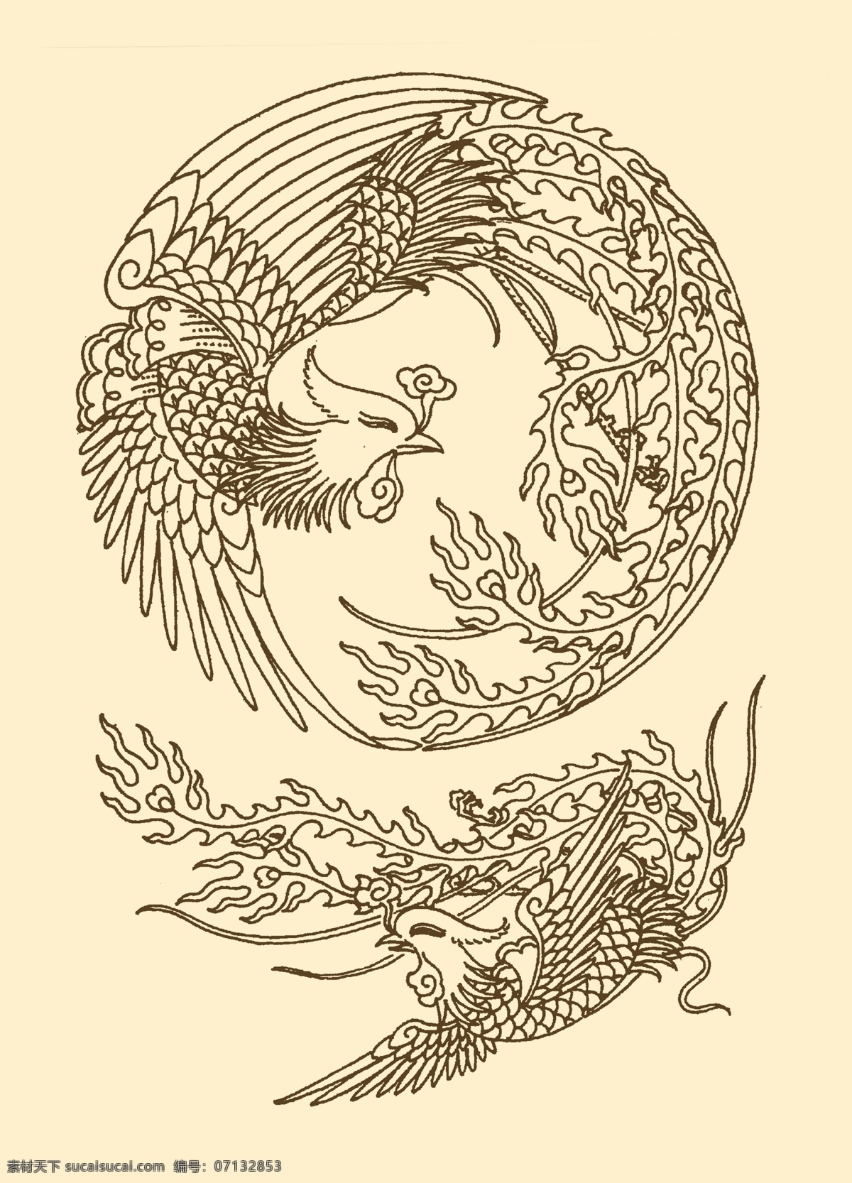 凤凰纹样 凤凰 凤 凤鸟 传统 纹样 图案 古典 春节 中国风 团花 圆形 分层 源文件