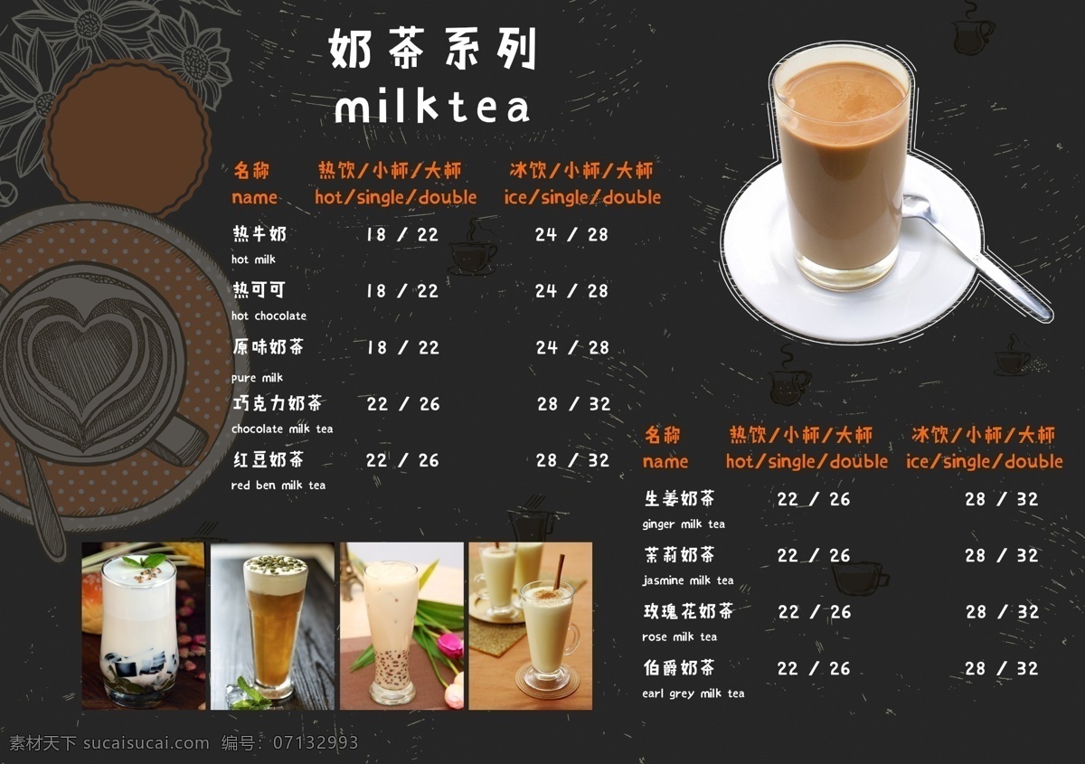 咖啡 菜单 奶茶 系列 价目表 黑板