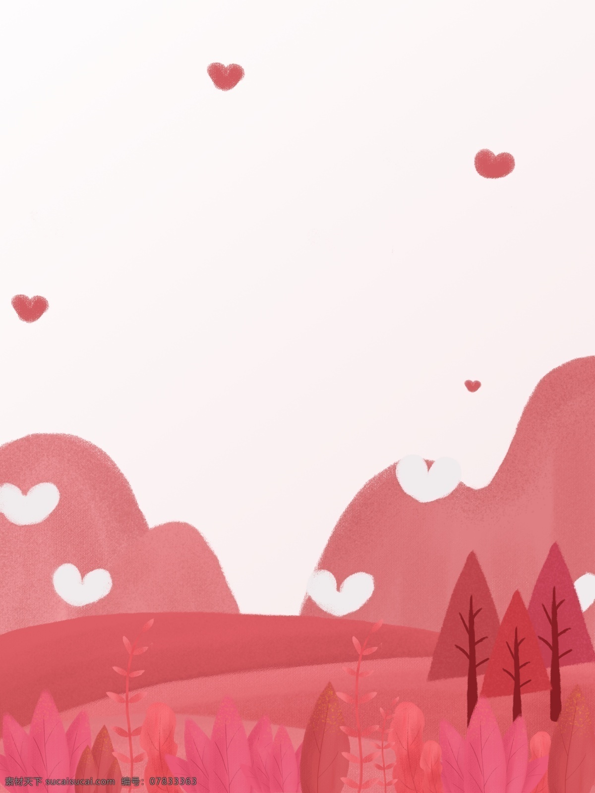 手绘 水彩 粉色 树林 背景 粉色背景 创意背景 色彩 背景素材 广告背景 彩色背景