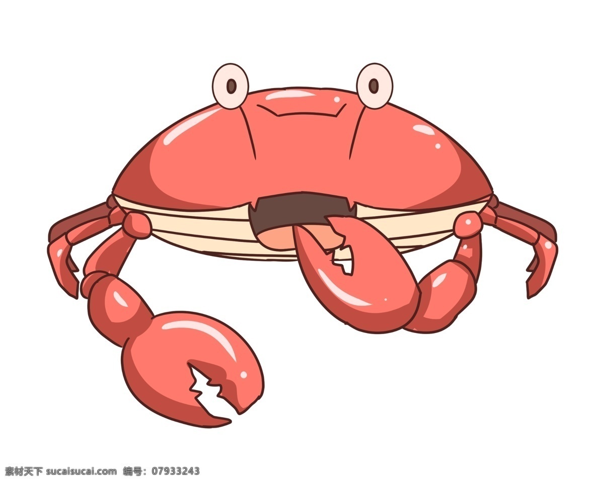 卡通红色螃蟹 爬行 螃蟹 海鲜