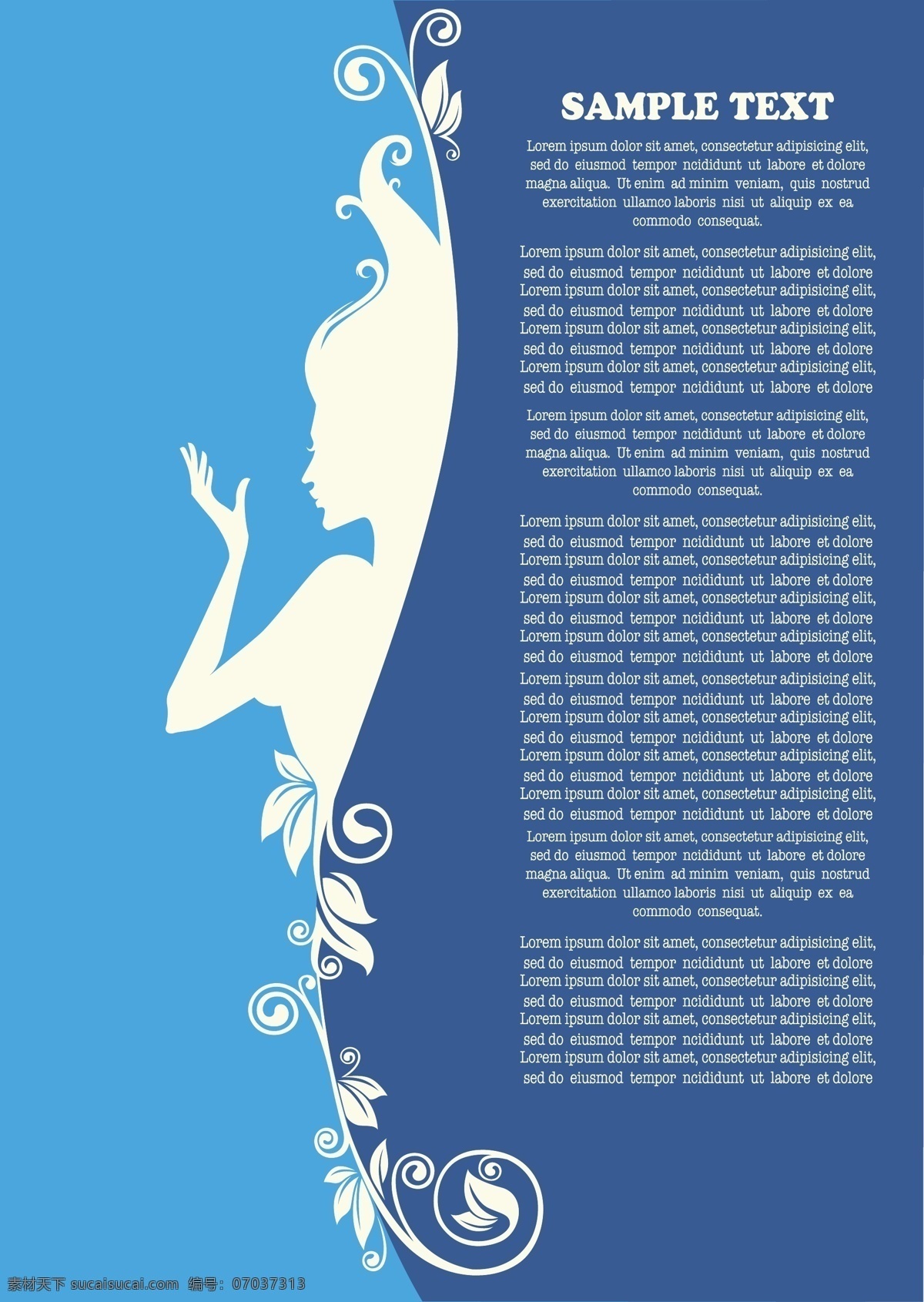 美丽 花纹 剪影 矢量 传单 美女 图案 叶 矢量图 现代科技