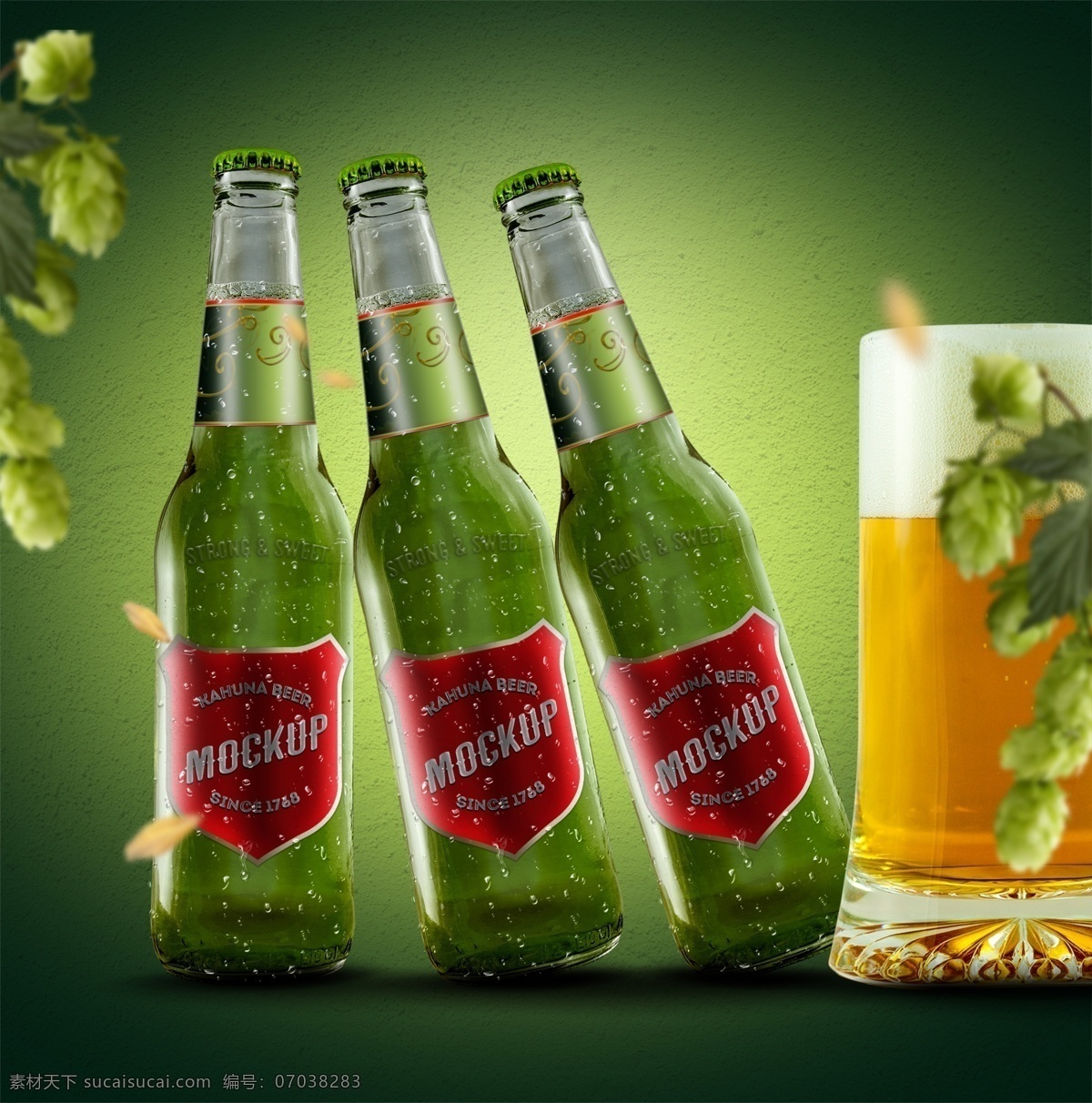绿色 啤酒瓶 包装 样机 啤酒 包装样机 玻璃瓶 瓶子 酒 啤酒样机 样机模板 玻璃瓶样机 瓶子样机 绿色玻璃瓶