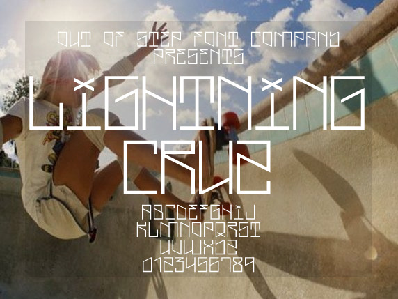 闪电 克 鲁兹 字体 adobe postscript ttf 闪电克鲁兹 失步字体公司 规则 lightningcruz truetype opentype 后记 eot 光学传递函数 psd源文件 艺术字