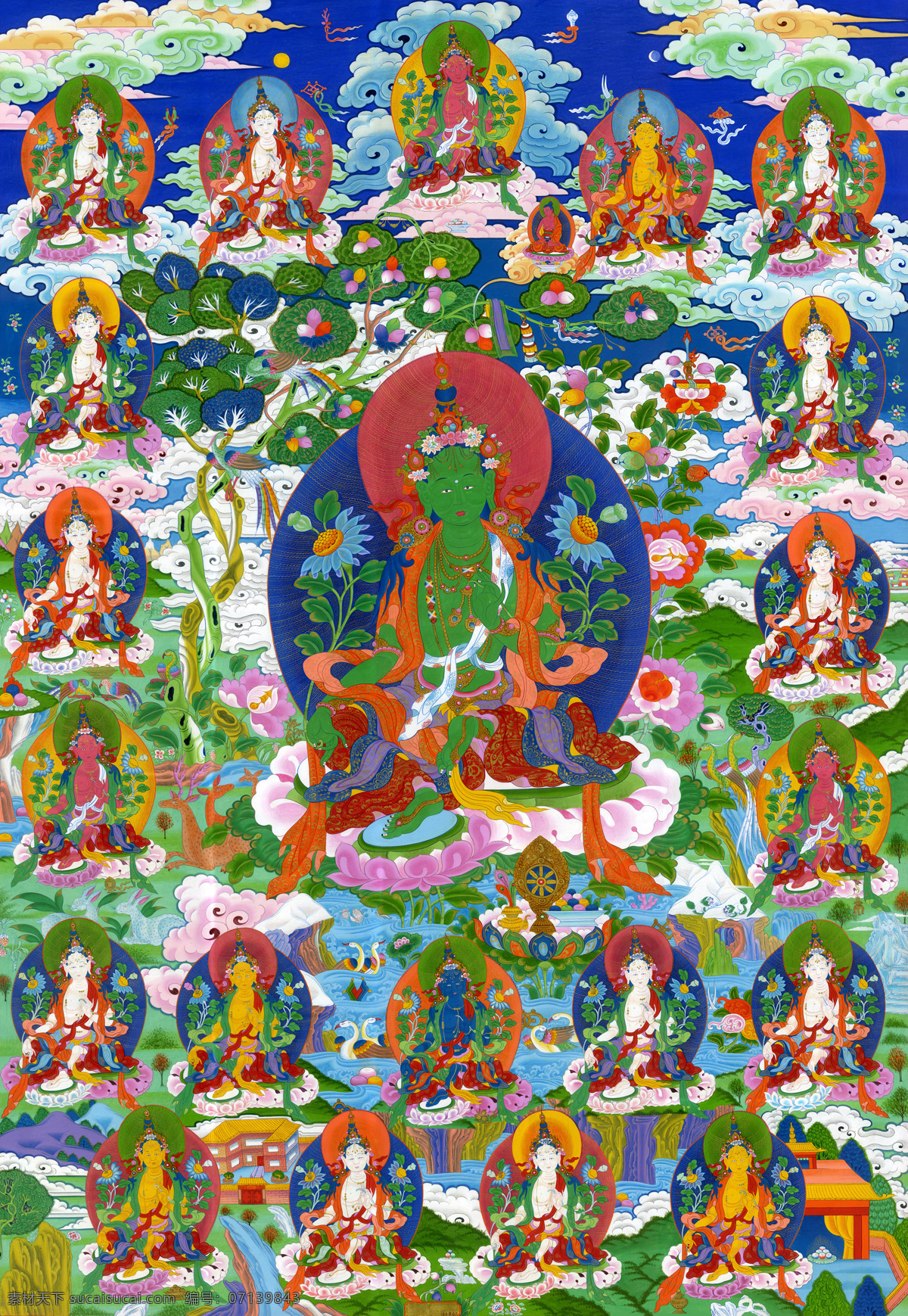 藏传佛教 佛 佛教 工艺 花纹 绘画 绘画书法 民族 唐卡 宗教 宗教信仰 菩萨 西藏 卓玛菩萨 21度母 艺术 文化艺术