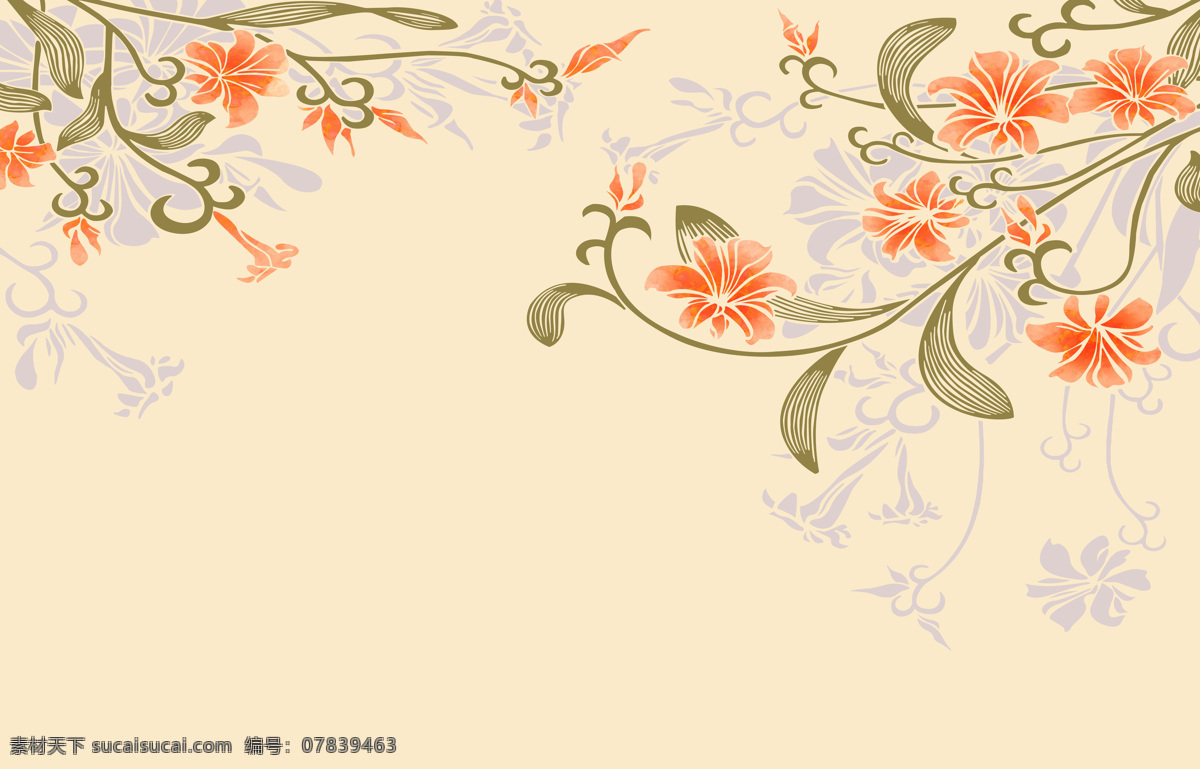 现代 简约 百合花 秘密 3d渲染 效果图 背景墙 瓷砖 挂画 壁画