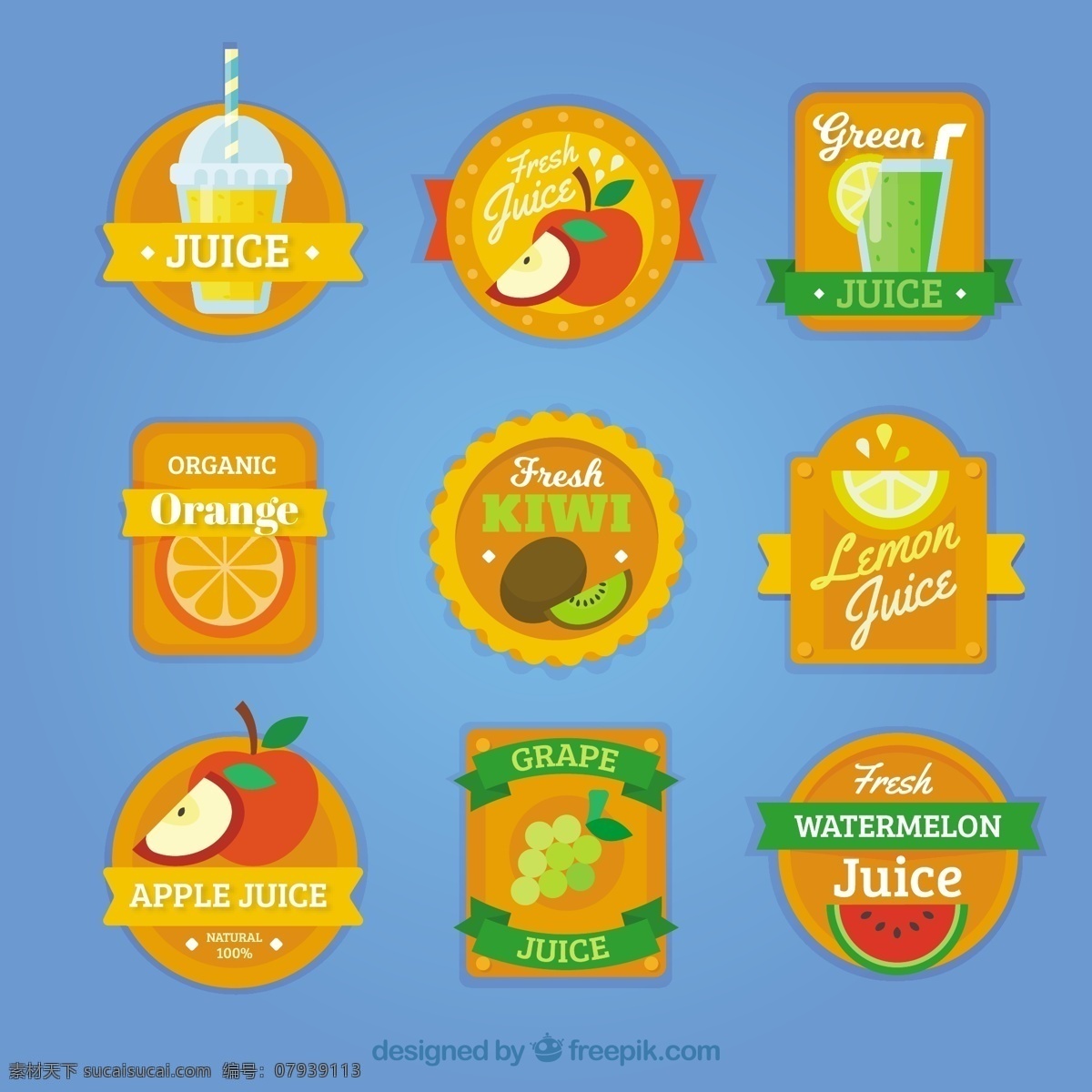 水果 片 包装 橙色 标签 采购产品食品 夏天 颜色 热带 苹果 平板 饮料 果汁 自然 健康 平面设计 贴纸 柠檬 装饰
