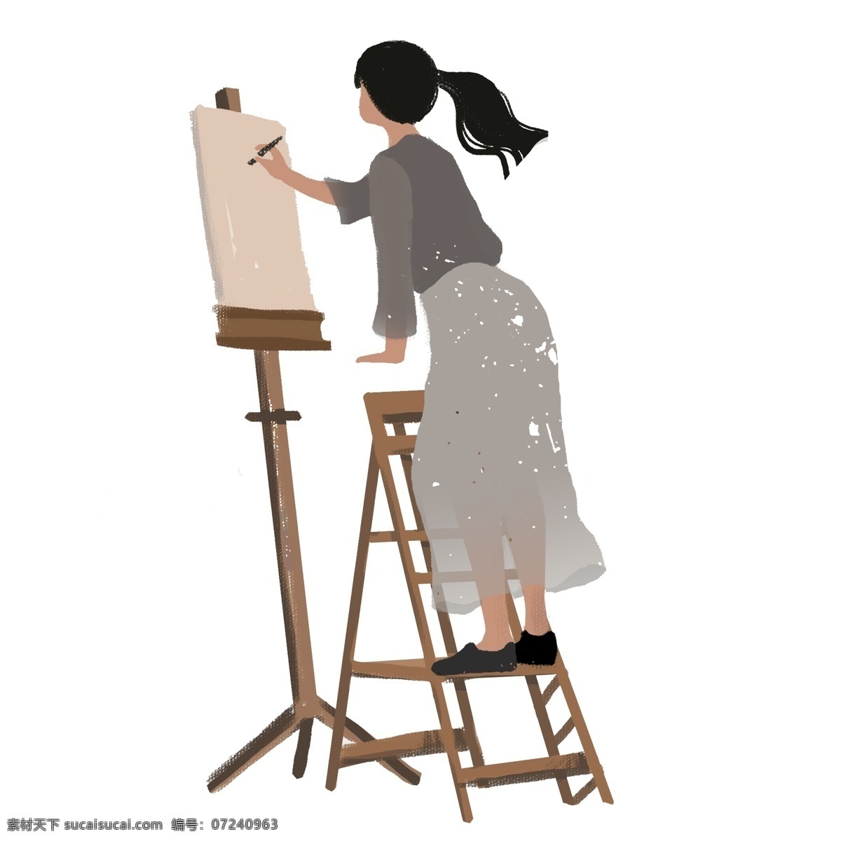 手绘 画画 女孩 免 抠 元素 女孩元素 人物元素 可爱风 png元素 透明元素