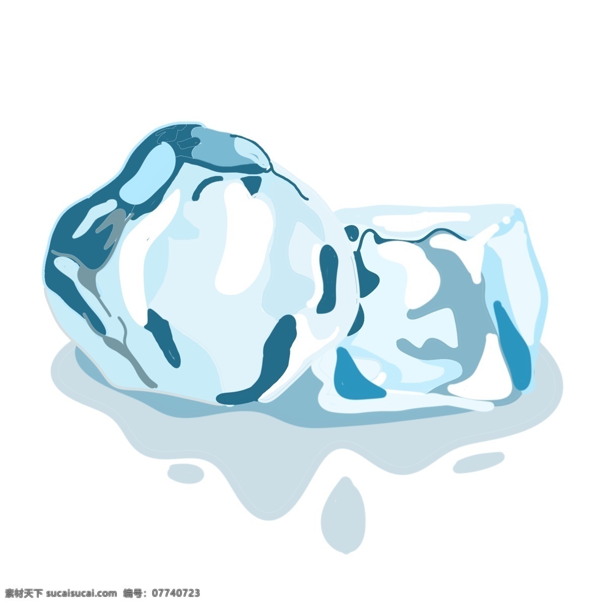 透明 不规则 冰块 插图 冰 固体 透明冰块 不规则冰块 一块冰块 蓝色冰块 立体冰块 夏季 解暑