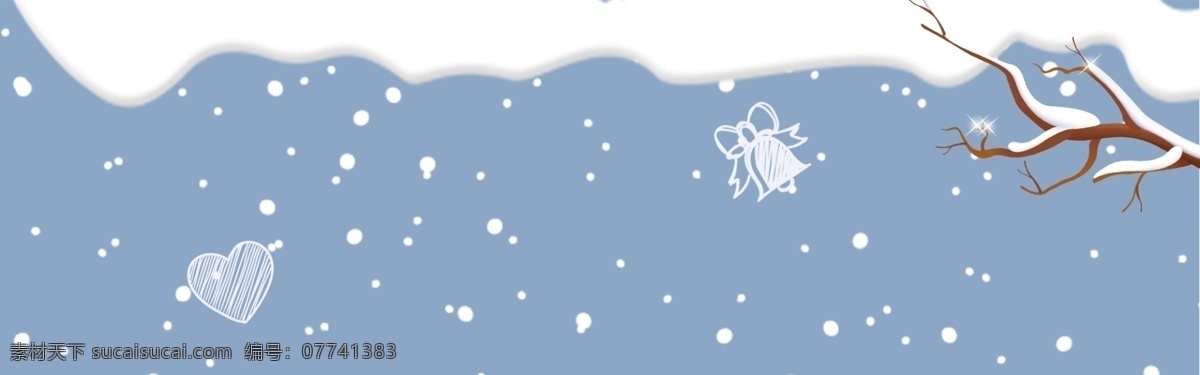 美景 冬季 卡通 上 新 促销 banner 背景 雪花 雪景 唯美 梦幻 景色 白色 树枝 松树