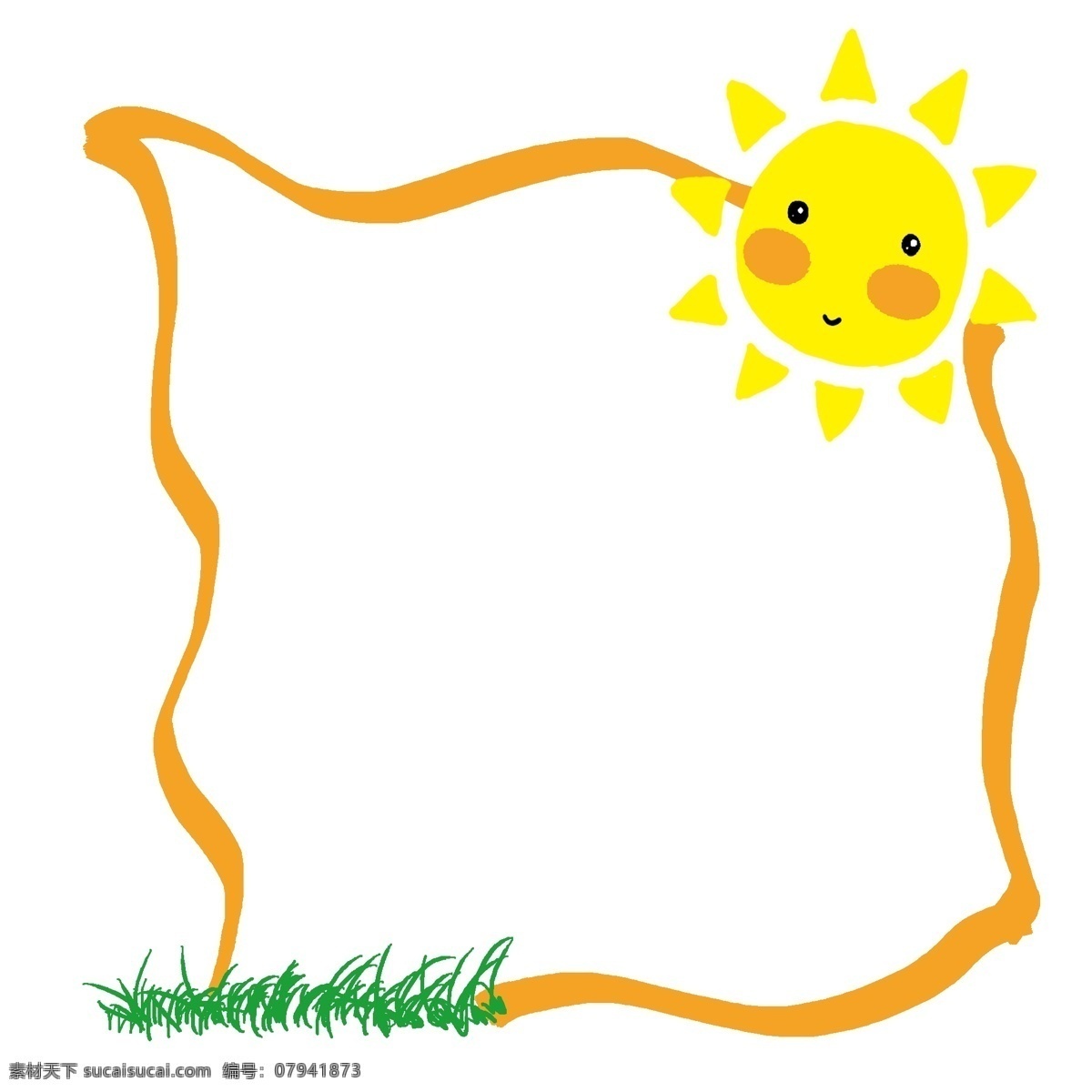 太阳 边框 卡通 插画 火红的太阳 卡通插画 边框插画 框架 框子 框框 简易边框 太阳的边框