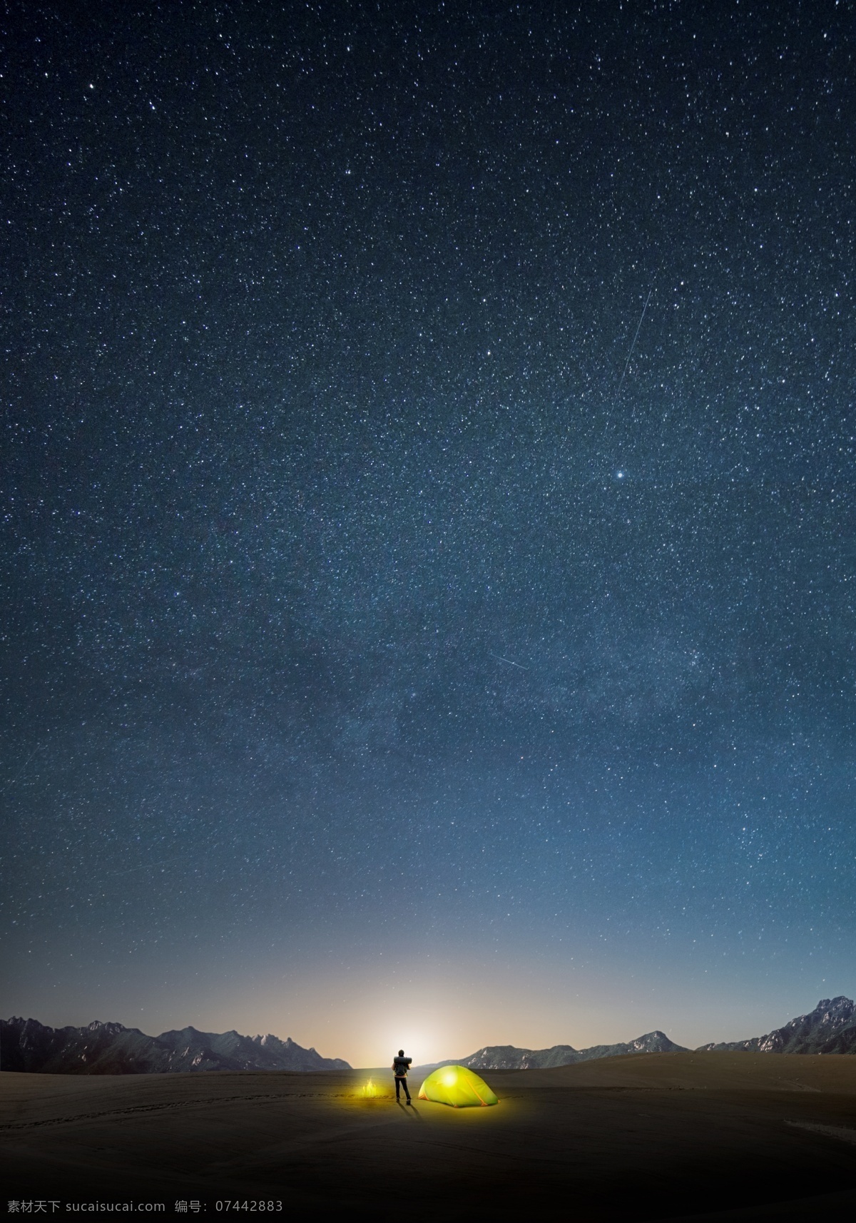 大气 星空 风景 海报 创意 夜景 旅行 夜晚 星河 银河 星星 天空 大地 风景海报 自然景观 自然风光