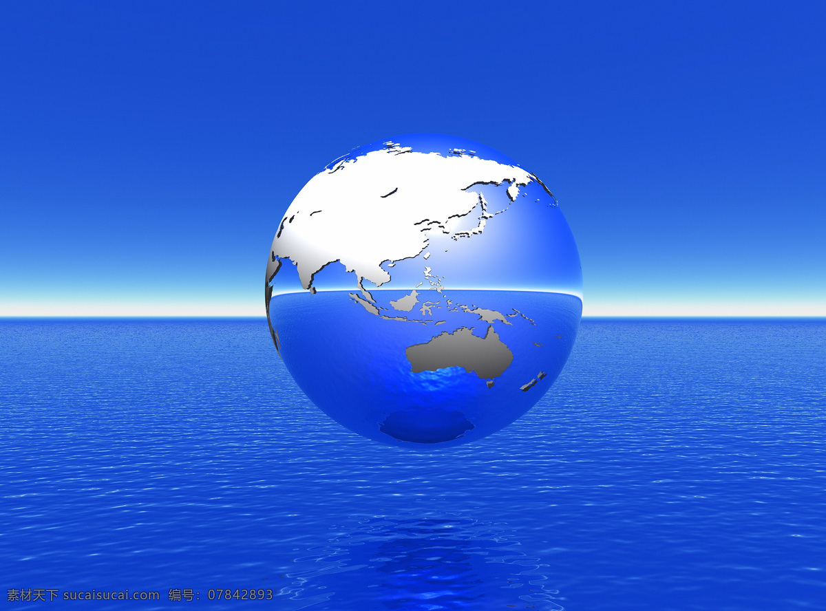 海洋 上 地球 蓝天 大海 蓝色海洋 蓝色地球 科技背景 球体 特写 高清图片 地球图片 环境家居