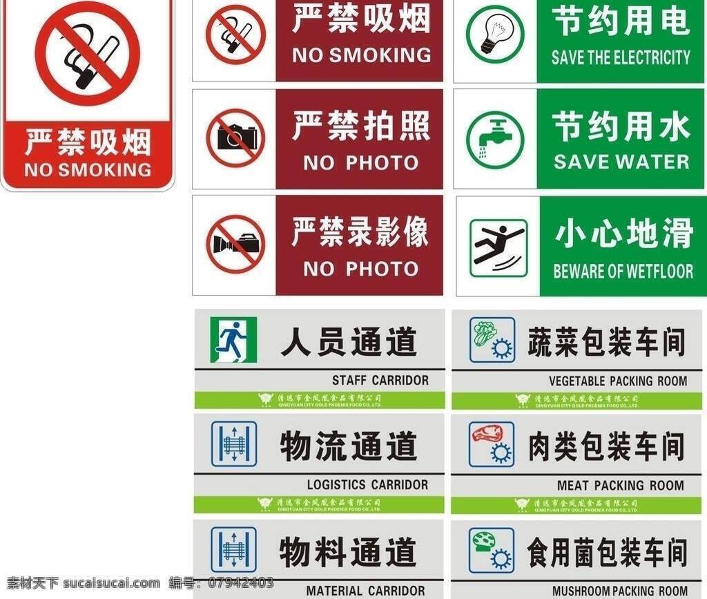 标识 标识标志图标 标识牌 公共标识 公共标识标志 节约用电 节约用水 科室牌 小心地滑 指示牌 严禁吸烟 严禁拍摄 人员通道 物流通道 矢量