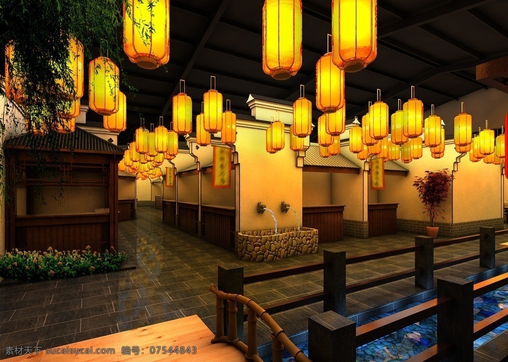 生态 酒店 效果图 中式仿古 酒店中式 仿古室内图片 灯笼 灯光 室内模型 3d设计模型 源文件 max