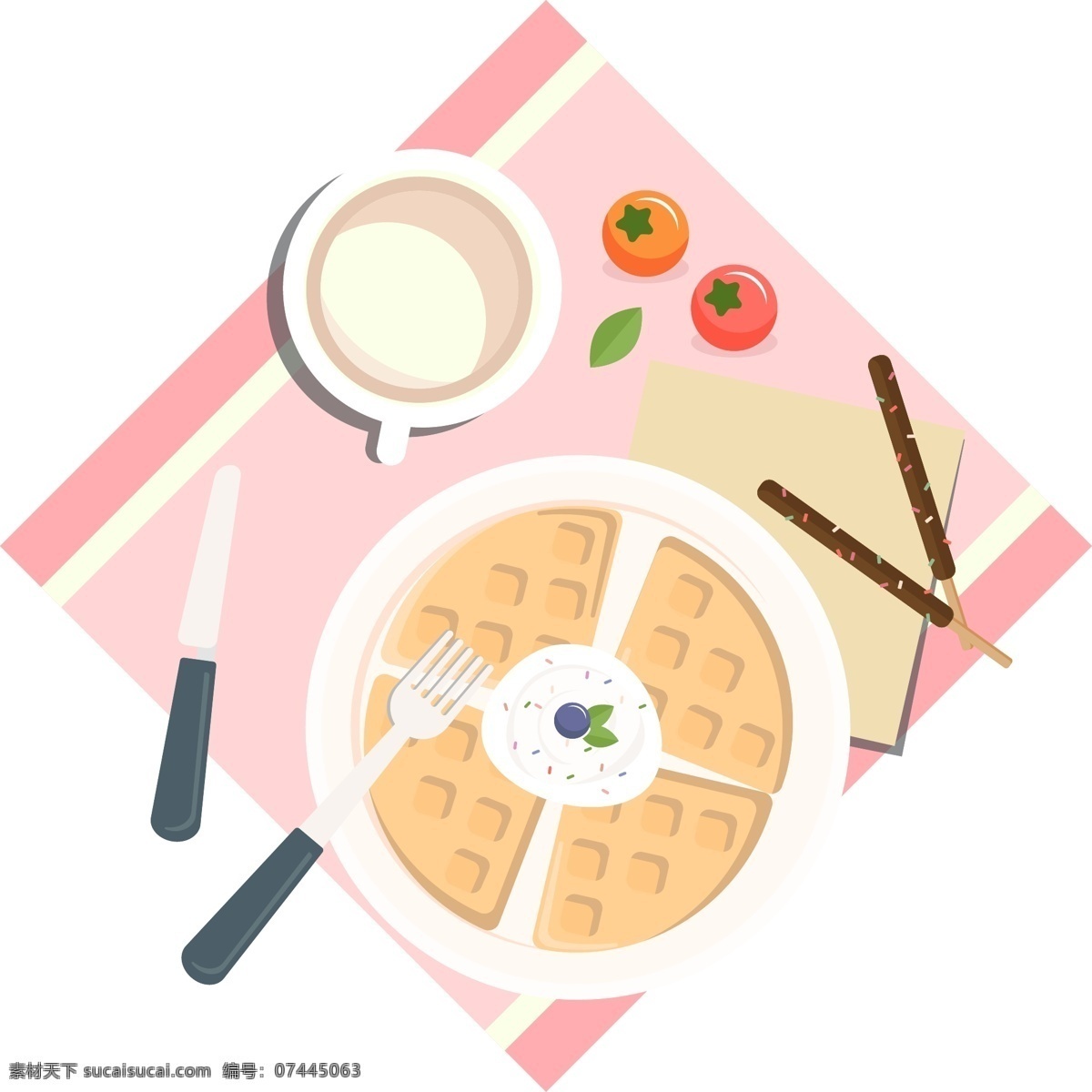 法式 松 饼 下午 茶 卡通 松饼 巧克力棒 粉色