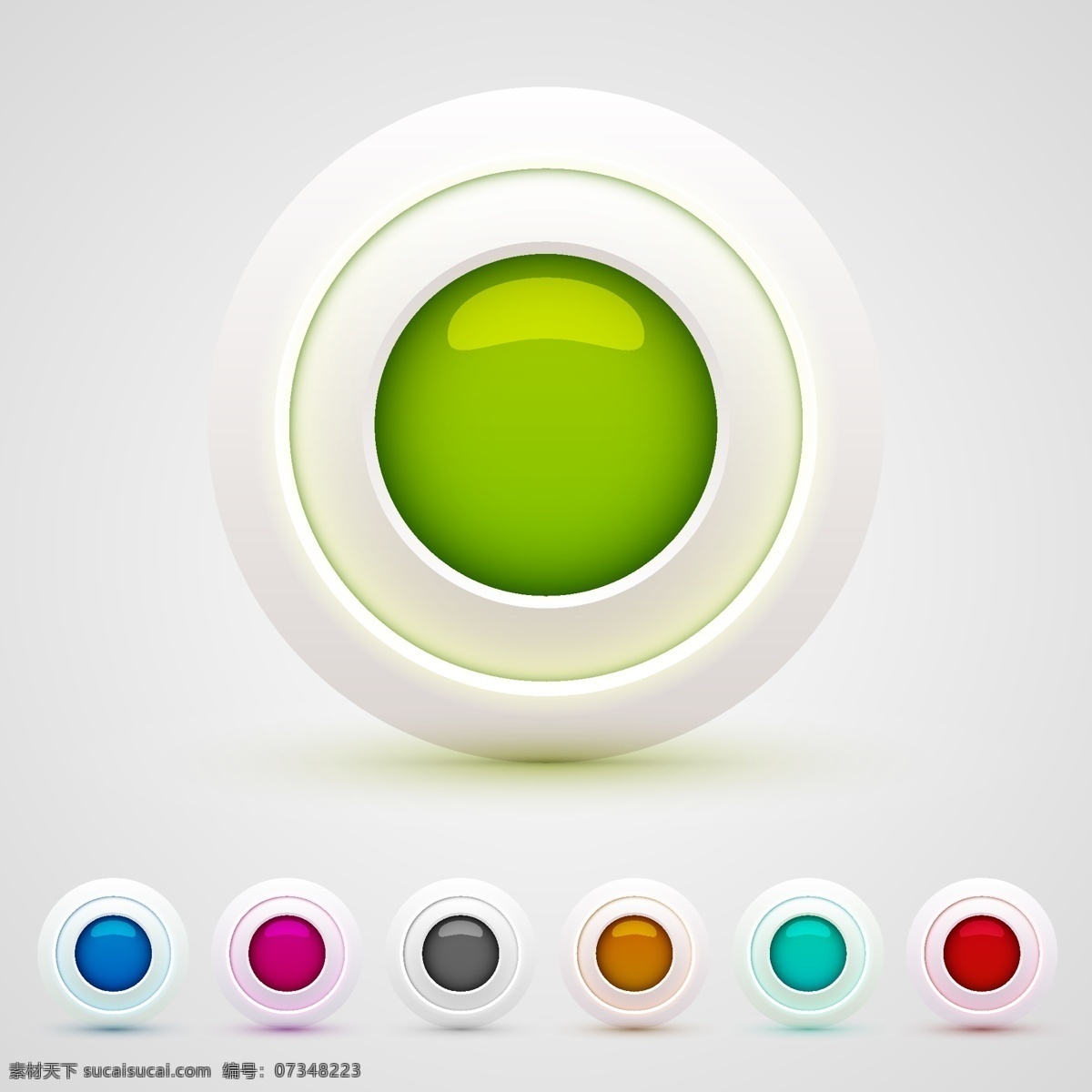 彩色圆网按钮 圆 按钮 网页 丰富多彩 现代 网络按钮 导航 圆形 设置 推送 收集 着色 白色